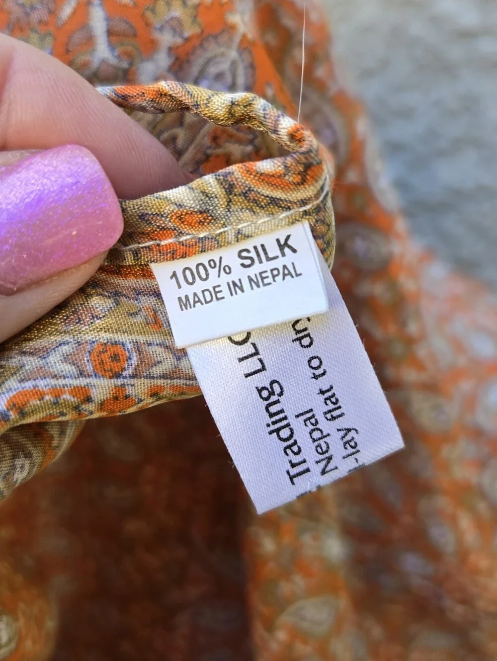 Orange Paisley Infinity Silk Scarf - Lightweight Women's Accessory